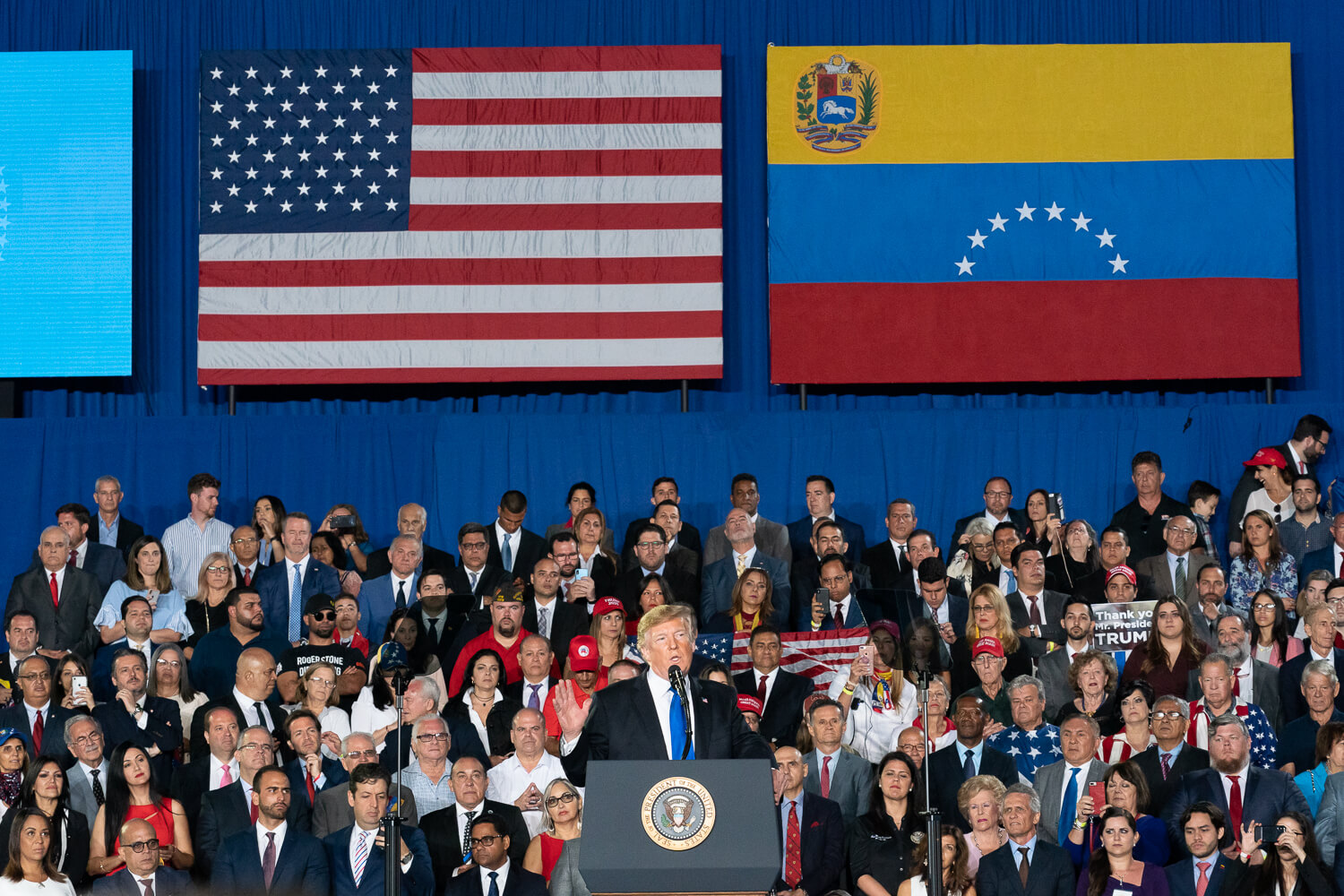 President Trump delivers remarks to the Venezuelan American Community / Wikimedia Common